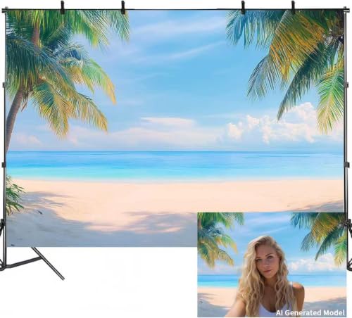 7x5ft Summer Ocean Backdrop Beach Tropical Photo Backdrop Love Island