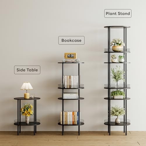 Image of Small Modern Oval Side Table with Storage,2-Tier Side Tables Living Room,Sturdy Nightstand for Small Space - Living Room, Bedroom, Bathroom, Nursery,（1 PC,Black）