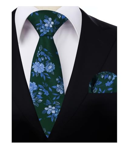 Image of Alizeal Mens 3.15'' Colorful Flower Pattern and handkerchief Necktie Set