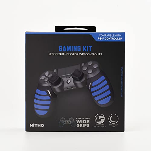 NiTHO Gaming Kit para Mando de PlayStation 4, Incluye Mangos de Silicona Antisudor, Anillos de Precisión, Empuñaduras para Pulgar, Mejora el Control y la Precisión del Juego para PS4 - Azul/Negro - imagen 8
