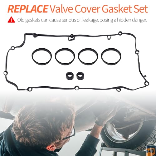 Image of HiSport Engine Valve Cover Gasket Set - Compatible with BMW 120i 2016 118i 2012-2015 Mini Cooper Countryman 2011-2016 Mini Cooper Paceman 2013-2016 Mini Cooper 2011-2015 1.6L - Replace 11127582400