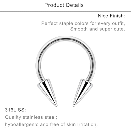 Lcolyoli Nose Chain Piercing Across Nose Rings for Women Men Surgical Steel Spike Nose Studs with Chain Nose Rings Stud Double Nose Piercings Long Spike Septum Rings Nostril Piercing Jewelry3