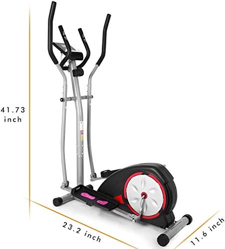 elifine Elliptical Machine Magnetic Elliptical Trainers Machines with LCD Monitor Smooth Quiet Driven Pulse Rate Grips Elliptical Exercise Machine for Home Gym Office Workout (Black)
