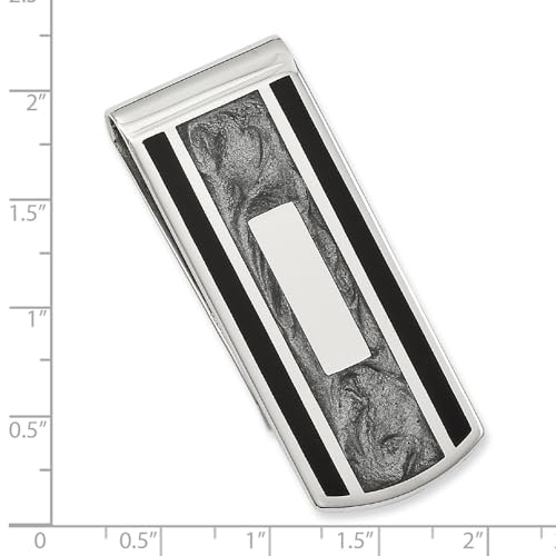 Diamond2Deal Rhodium-Plated Kelly Waters Black & Grey Colored Money Clip (Length: 20 mm|Width: 56mm)3