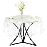 Xyvor Redondo Mantel PVC Transparente PVC Diámetro 137 Cm, Impermeable Anti-Aceite Mantel Transparente Mesa, Fácil De Limpiar, Se Puede Recortar, para Bodas, Cumpleaños, Ceremonias De Graduación