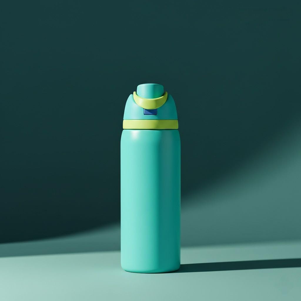 Insulated Bottle 32oz Turquoise Blue with Lime Green Accent, Double Wall Vacuum Flask, Stainless Steel Water Container(aqua) (aqua)