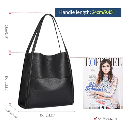 Bolsa tote grande de cuero vegano suave para mujer miniatura 2