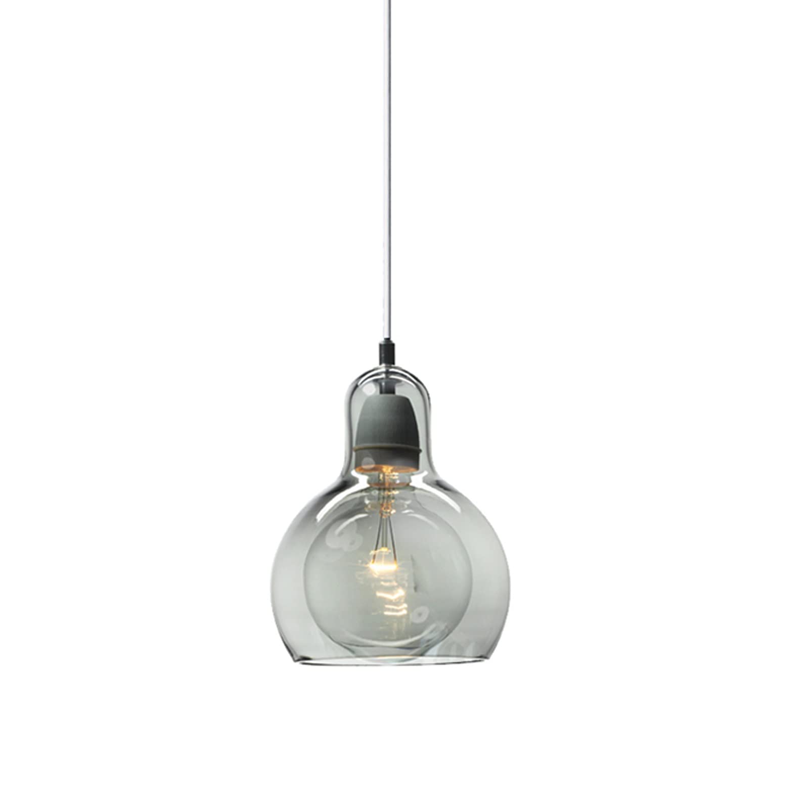 Luminaire Suspendu en Verre Transparent Style Industriel Support Ciment E27 - 8