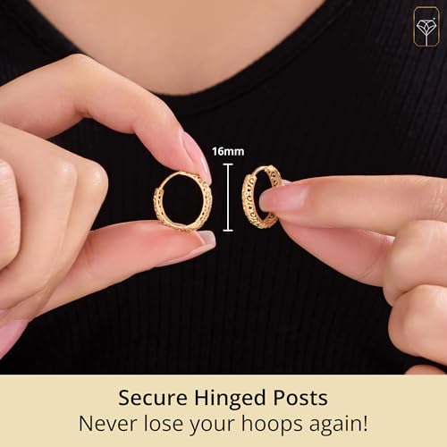 Solid 10k Yellow Gold Hoop Earrings for Women | Hypoallergenic Gold Hoop Earrings | Anti Tarnish Real 10k Gold Earrings Hoops by MAX + STONE3