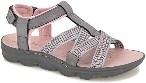 Jambu Women's Bay Encore Water Ready Flat Sandal, Charcoal/Rose, 9 | Image 1