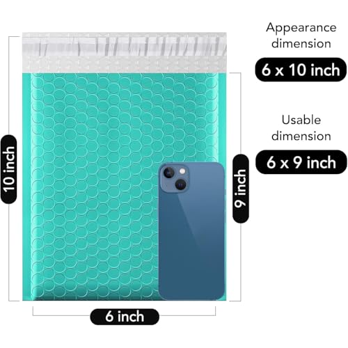 Image of Fuxury Bubble Mailers 6x10 inch 3000 Pack Teal Padded Envelopes Usable Size 6x9 inch Thick Mailing Envelopes Bubble Padded, Shipping Bags for Mailing,Packaging, Small Business, Boutique, Bulk #0