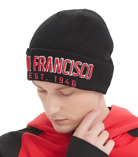 Gorro de inverno bordado clássico de futebol da cidade com punho gorro de inverno com punho tricotad