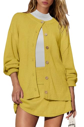 Image of Panadila Womens Sweater Skirt Set 2 Piece Outfits Sweater Skort Set Lounge Cardigan and Knit Skirt Matching Outfits