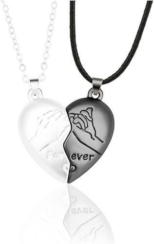 Collares a juego para parejas collares de pareja a juego de promesa de meñique collar magnético con colgante de corazón para pareja para él y ella