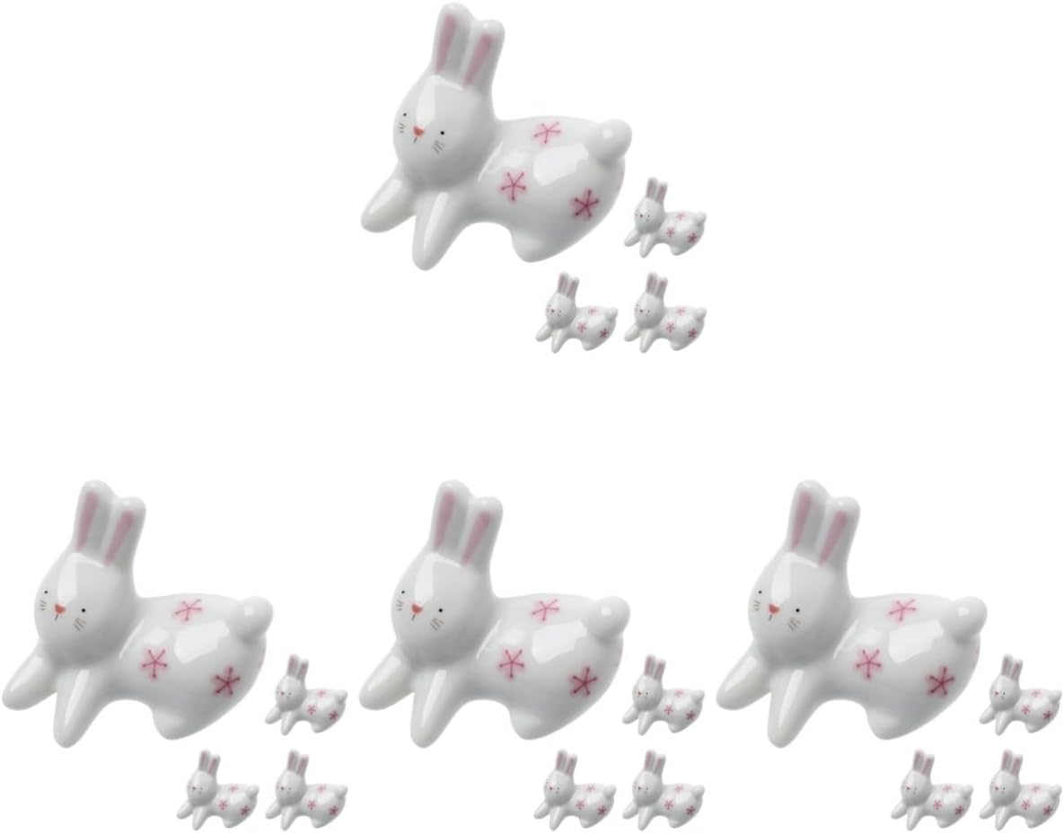 Chopstick Rest Chopsticks Holders decoration Rack 4 pcs Rabbit Ceramic Sculptures Home Decor Table top Decor Miniature