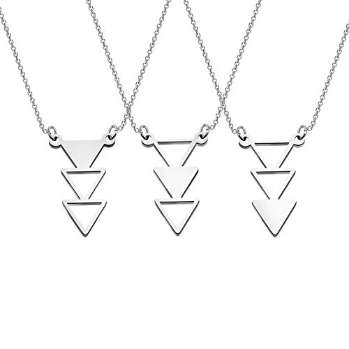 AKTAP Friendship Gift Best Friend Necklace For 3 Long Distance Gifts For Family Sister BFF Tribe Triangle Necklace (Tribe Triangle Necklace)