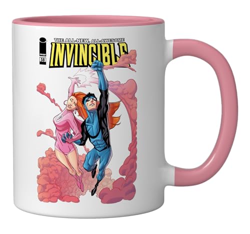 Taza cerámica Invincible 11 onzas rosa/blanco miniatura 2