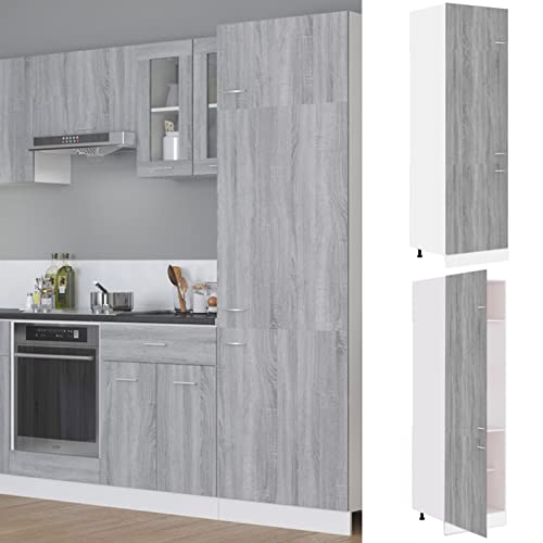 Xichuzi Armario para frigorífico Madera Gris Sonoma 60x57x207 cm, Armario para frigorífico - 815601