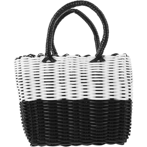 HANABASS Woven Picnic Basket with Handles Plastic Easter Washable Basket for Fruit, Wine, Gathering, Picnic?Harvest, Bathing, Sauna