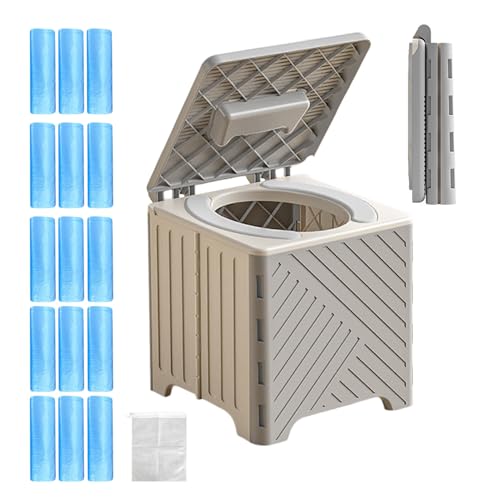 Inodoro portátil para camping, inodoro portátil compacto con tanque de residuos extraíble, ligero y fácil de limpiar, de control de olores, asiento resistente, ideal para camping, senderismo