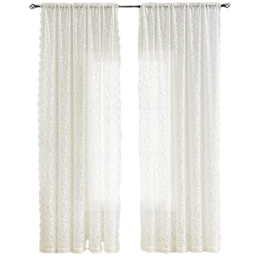 Cortinas de encaje blanco para separación de habitaciones y control de luz en ventanas 2
