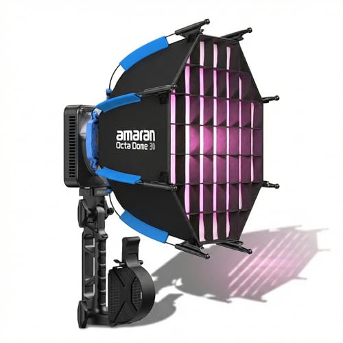 Amaran Ray 60c Full Color COB LED Video Light, 60W Ultra-Compact Travel Light with Octa Dome 30 Softbox, USB-C PD Power, IP54, OmniColor Engine, 2,300K-10,000K, App/NFC Control, Bowens Mount