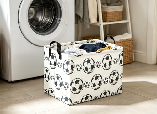 Image of Rectangular Soccer Basket Storage Bin Organizer Box Room Decor for Home(Soccer)