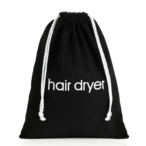 Yuomeaz Hair Dryer Bag Black Drawstring Hair Dryer Organizer Hairdryer Container Bag for Travel Bathroom Hairs Tool (14.96 x 11.81 Inch)