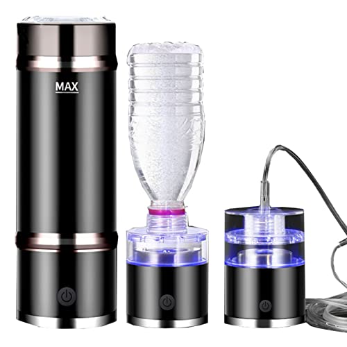 Botella Agua Rica hidrógeno 360 ml, generador Agua alcalina hidrógeno, ionizador, Taza Negocios, 3 Minutos para generar hidrógeno a 1400 ppb con Adaptador inhalador, Descarga y Cloro con Caja Regal