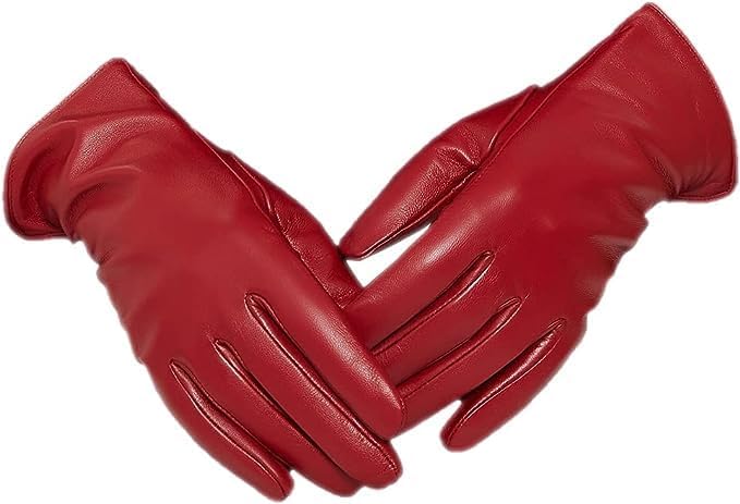 ZLUXURQ Luxury Italian Soft Leather Gloves for Women - Genuine SheepSkin Leather Women’s Cold Weather Gloves Cashmere Lined