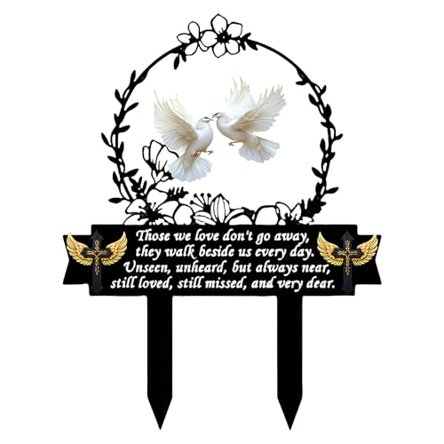 Marcatori Del Cimitero Per Tombe | 120G Simpatia 2D Acrilico | Eleganti Marcatori Di Tombe Commemorative | Heart Memorial Stakes | Marcatori Di Tomba Di Cuore E Attraversamento Per Il Giardino