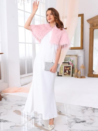 Women's Faux Fur Shrug for Evening Cocktail Bow Tie Neck Bridal Wedding Elegant Cardigan3