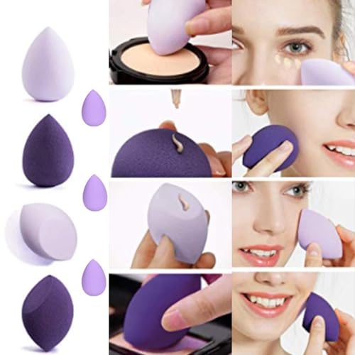 B&R MALL 7pcs Beauty Blender Set – 4 Large & 3 Mini Makeup Sponges in Bottle for Flawless Foundation (Purple) - Image 3