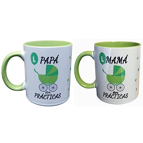 HogarMisorpresa Pareja de Tazas Papás Mamás en Prácticas PAPÁ PRIMERIZO MAMÁ PRIMERIZA