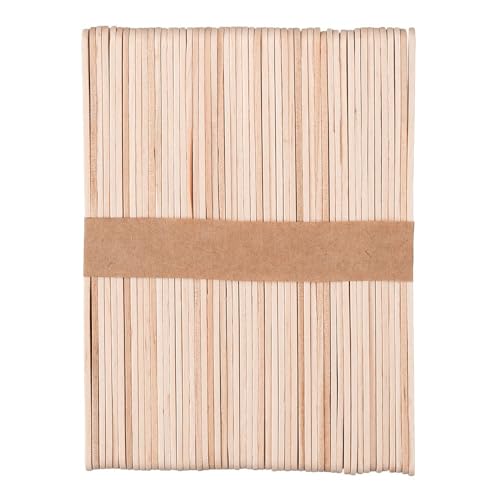 Ideen mit Herz | extrabreite Holzstäbchen | Holzspatel | breite Eisstiele aus Holz | Holzspachtel | 15 cm lang | 1,7 cm breit | ideal zum Basteln, Waxing, Eis selber machen | 50 Stück