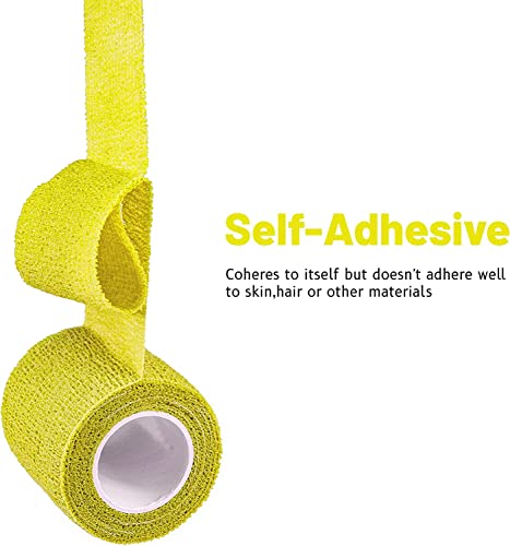 Image of A-Tape Cohesive Crepe (5cm X 4.5 mtr, Pack of 2) Elastic Self Adherent Crepe Bandage Breathable Self Adhesive Cohesive Bandage for Humans & Pets (Dogs, Cats, Birds) (5 cm) (Yellow)