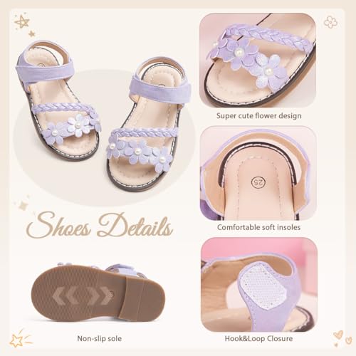Image of Toddler Girls Sandals Little Girl Summer Flat Sandal Baby Open Toe Outdoor Beach Holiday Dress Shoes
