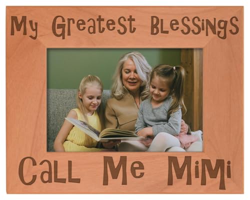 ThisWear Mother' s Day Blessings Call Me Mimi Natural Wood Engraved Photo Cornice, Legno, Wood, 4x6 Horizontal