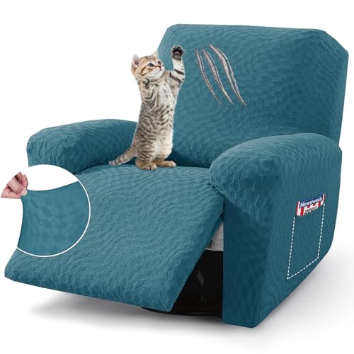 Image of ZNSAYOTX 2026 Stretch Recliner Cover 3-Piece (24 inch-37 inch) Super Soft Recliner Chair Covers with Big Pocket & Anti Slip Ties Stay in Place, Lazy Boy Reclining Slipcover Easy to Put on Off Washable, Teal