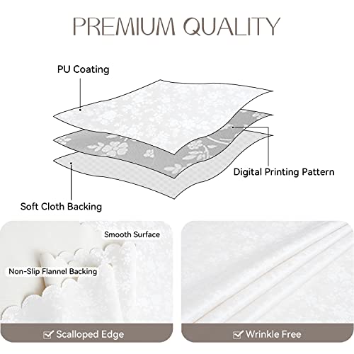 Image of Romanstile Waterproof Vinyl Tablecloth Rectangle, 60 x 144 Inch, Rose White