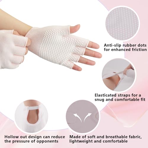 Image of 2 Pairs Non Slip Yoga Gloves Socks Set, Women Fingerless Gym Gloves and Pilates Socks for Fitness Exercise Yoga