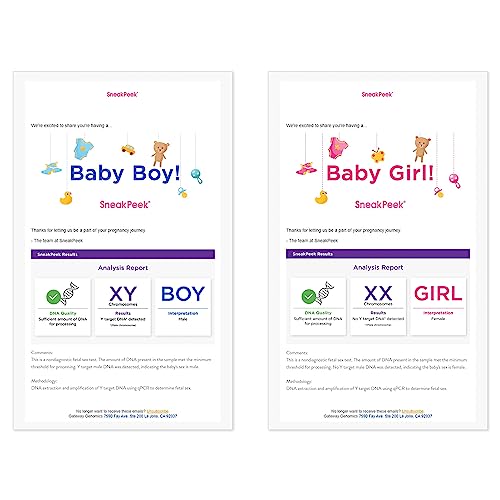 Sneakpeek® Dna Test Gender Prediction - Know Baby’s Gender At 6 Weeks With 99.9% Accuracy¹ + Same Day Results - Lab Fees Included - Easy And Painless Dna Collection Method (Snap Fasttrack) #TOP1
