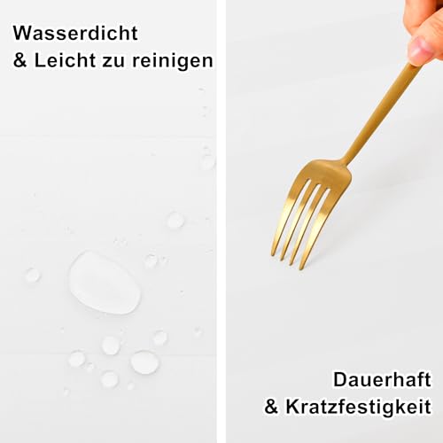 XWZO Tischdecke Gestreift Abwaschbar Eckig tischdecken Lotuseffekt Schmutzabweisend Wasserabweisend Tafeldecke Weiß 140 x 180cm – Ansicht 4