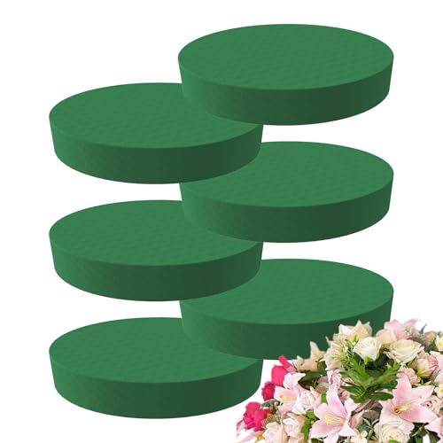 Generisch Lot de 6 éponges Rondes en Mousse Florale Humide pour Arrangements Floraux, Accessoires de Fleuriste pour décoration de fête de Mariage (12 x 4 cm/16,5 x 4 cm)
