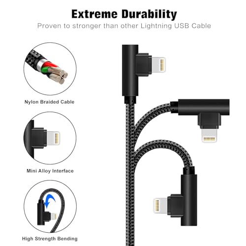 Câble pour iPhone 12 11 Pro Max APFEN chargeur rapide nylon 90 degrés - 2