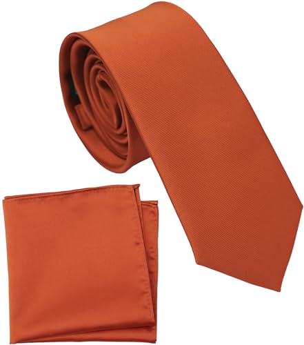 Image of Boy's Solid Tie with Pocket Square Set, Regular Necktie for Children and Kids, Self-Tied