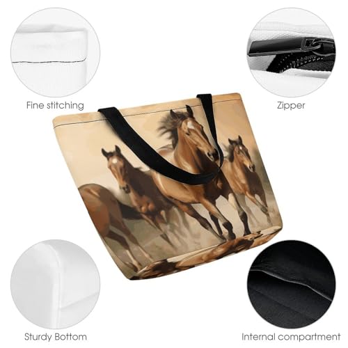 Horses Shopping Bag for Ladies Reusable Shopping Bagstote Bag Stylish Waterproof Oxford Cloth Ladies Shoulder Bag for Work Shopping3
