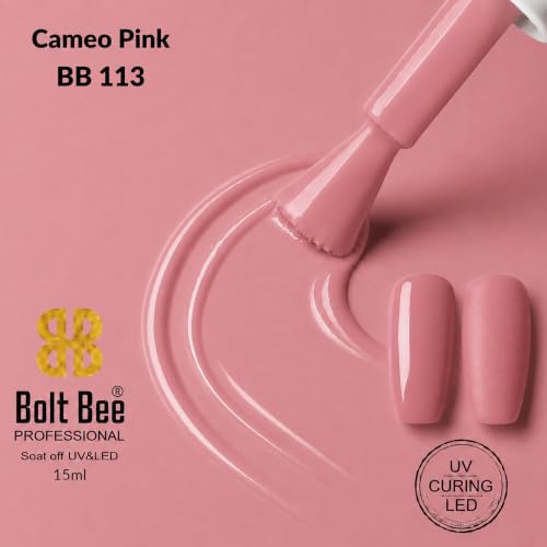 Image of BOLT BEE 15ML Gel Nail Polish 1Pc Clear Pink Glitter Nail Polish Soak Off UV LED Nail Gel Polish Nail Art Starter Manicure Salon DIY at Home, 0.5 OZ (1) (113)