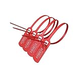 ZWL100 PCS 16'' Red Plastic Security Seals Industrial Zip Ties, Shipping Seals with Print Progressive Numbering – for Trucks, Trailers, Cargo, Containers, Luggage