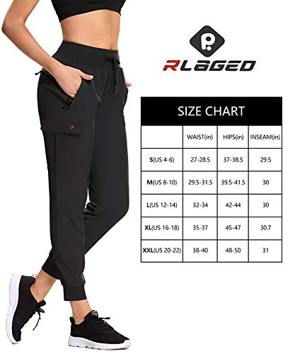 Rlaged Women’s Cargo Hiking Pants Lightweight Joggers Quick Dry Water Resistant Outdoor Fishing Upf 50+ Sweatpants With Zipper Pockets Black L #TOP5